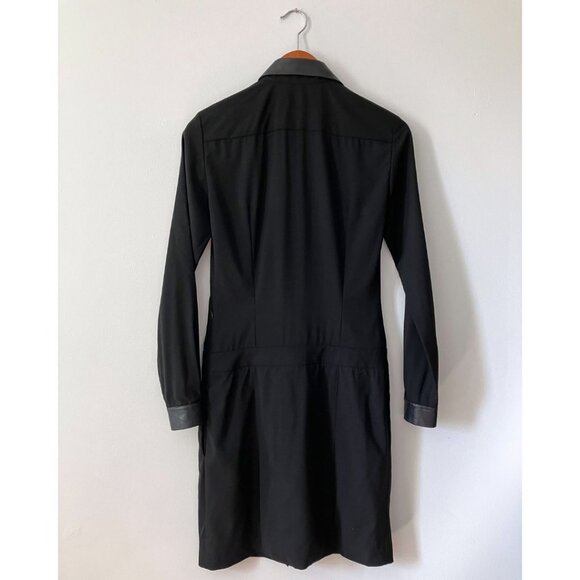 Barbara Bui Pleated Dress with Leather Collar Black Size FR 36/ US 4 - Picture 3 of 6